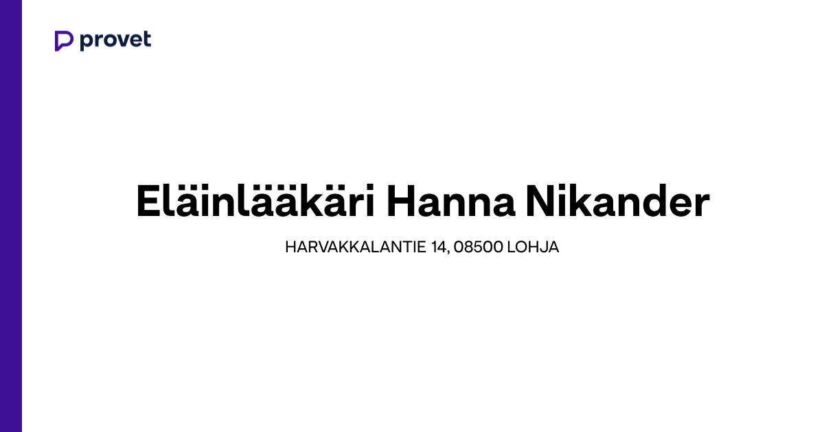 Eläinlääkäri Hanna Nikander, LOHJA | Varaa aika